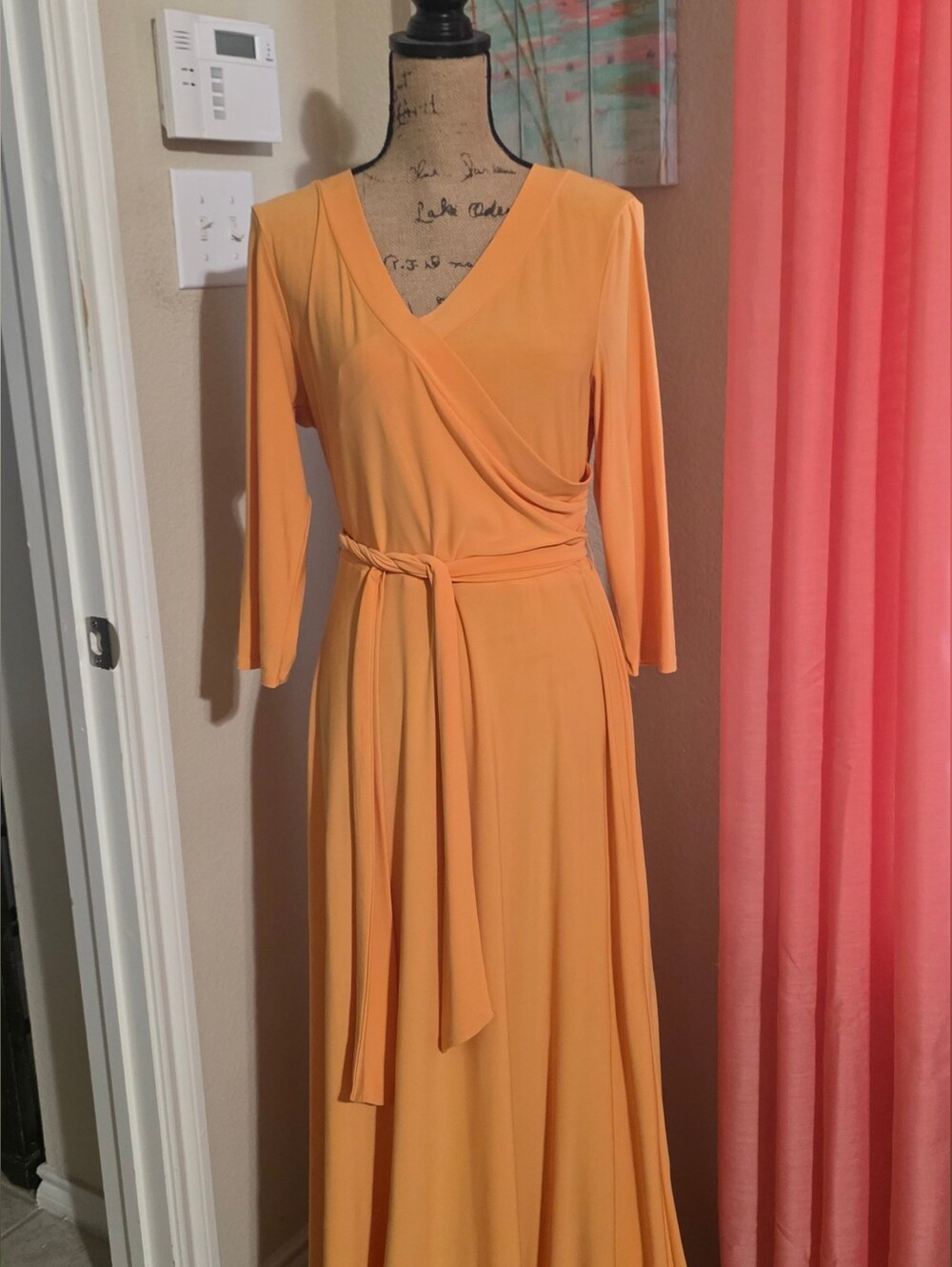 New York & Company Yellow Wrap Maxi Dress